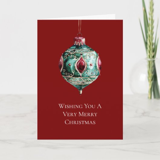 Kerst Groen Rood Ornament Kaart (Voorkant)