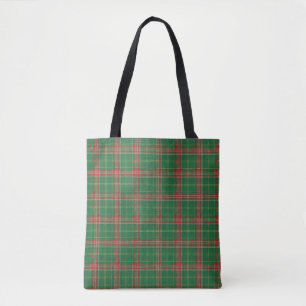 Kerst Groen rood Plaid Tote Bag