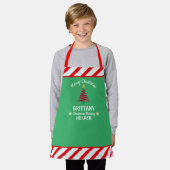 Kerst Groen & Rood Wit Strepen Elf Kind Schort (Gedragen)