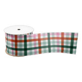 Kerst Groen Roze Rood Plaid Satijnen Lint (Spoel)