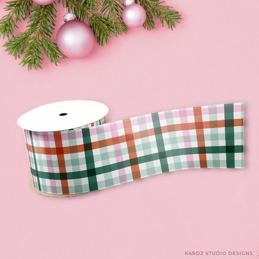 Kerst Groen Roze Rood Plaid Satijnen Lint