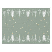 Kerst Groen Tafelkleed met Witte Bomen (Voorkant (Horizontaal))