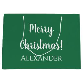 Kerst Groen Vrolijk Kerstfeest Gepersonaliseerd Groot Cadeauzakje