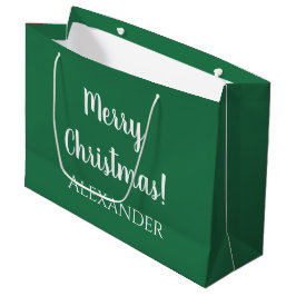 Kerst Groen Vrolijk Kerstfeest Gepersonaliseerd Groot Cadeauzakje