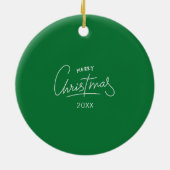 Kerst Groen Wit Gepersonaliseerd Kind Pet Foto Keramisch Ornament (Achterkant)