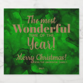 Kerst Groen-Zwart Waterverf Mousserende Wijn La Sparkling Wijnetiket (Enkel label)