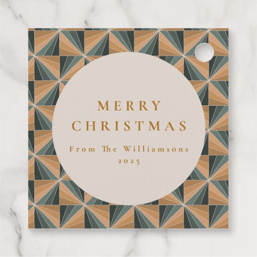 Kerst Groene Art Deco Aangepaste Vakantie Bedankjes Labels (Achterkant)