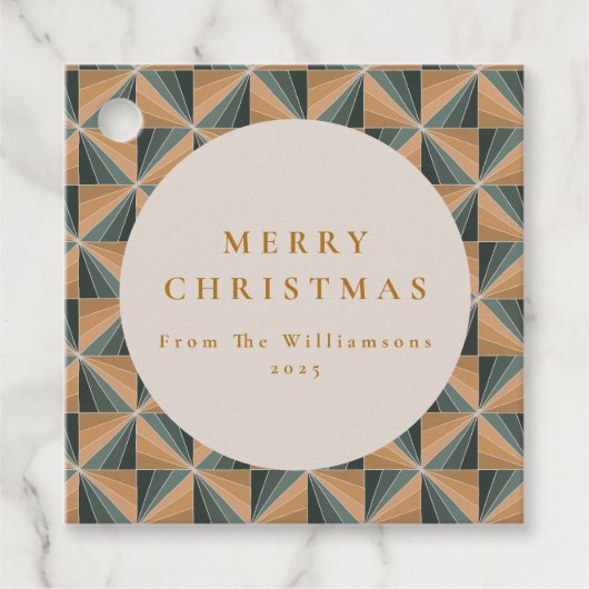 Kerst Groene Art Deco Aangepaste Vakantie Bedankjes Labels (Voorkant)