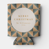 Kerst Groene  Art Deco Aangepaste Vakantie Blikjeskoeler (Voorkant)