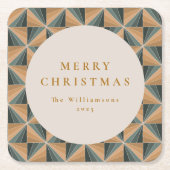 Kerst Groene  Art Deco Aangepaste Vakantie Kartonnen Onderzetters (Voorkant)