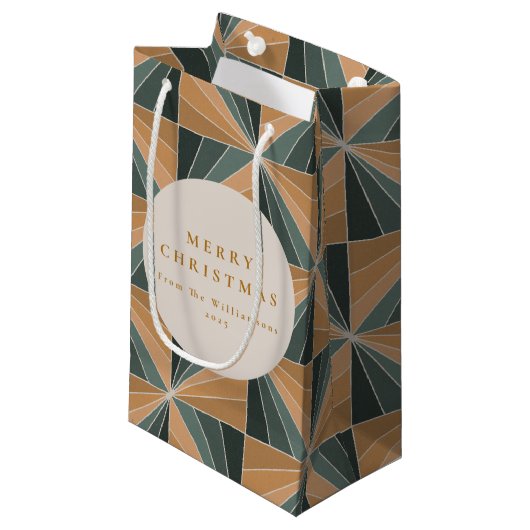 Kerst Groene  Art Deco Aangepaste Vakantie Klein Cadeauzakje (Voorkant Gekanteld)