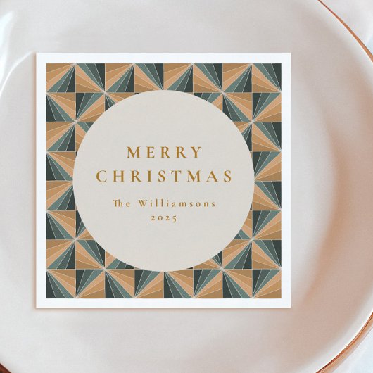 Kerst Groene Art Deco Aangepaste Vakantie Servet