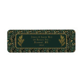 Kerst Groene Bloemen Achtergrond Gouden Pijn Etiket (Voorkant)