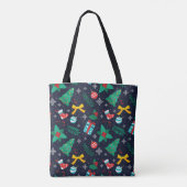Kerst groene bomen, vlokken, kousen patroon tote bag (Achterkant)