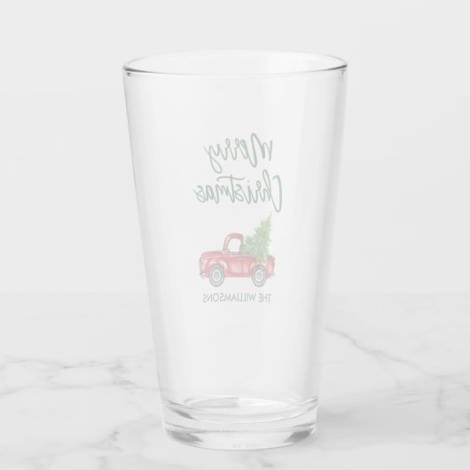 Kerst Groene Borstel Script  Truck Glas (Achterkant)