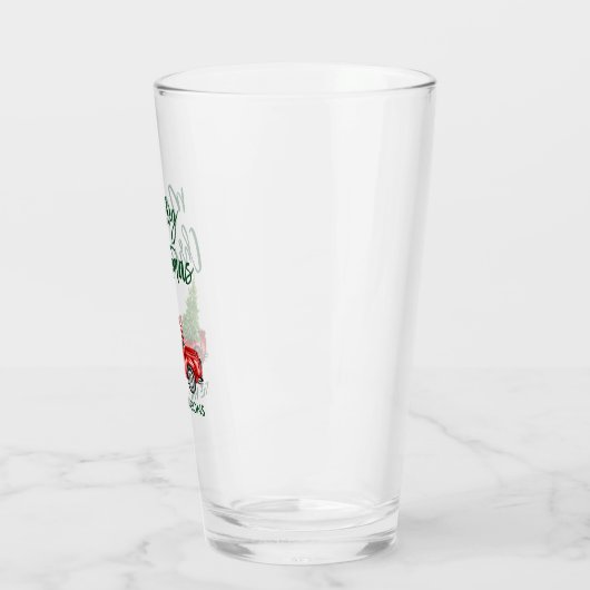 Kerst Groene Borstel Script  Truck Glas (Links)