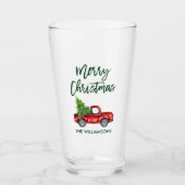 Kerst Groene Borstel Script  Truck Glas (Voorkant)