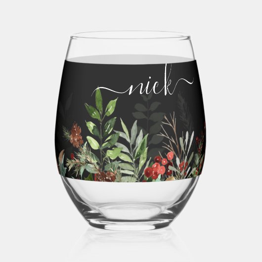 Kerst-groene bruiloft wijnglas zonder voet (Achterkant)