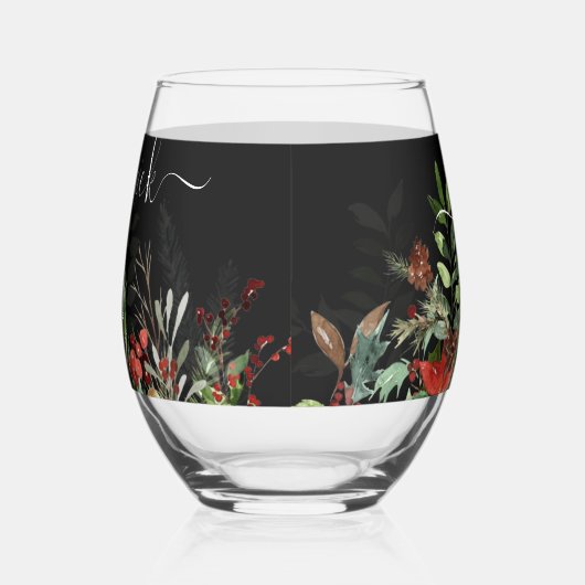 Kerst-groene bruiloft wijnglas zonder voet (Rechts)