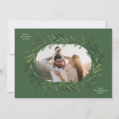 Kerst Groene dennen lijst krans Elegante foto Feestdagenkaart (Voorkant)