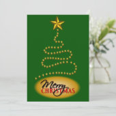 Kerst Groene en Gouden Feestuitnodiging Uitnodigen Kaart (Staand voorkant)