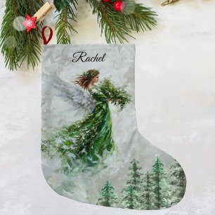Kerst Groene Engel Kous - Gepersonaliseerd Grote Kerstsok