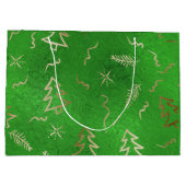 Kerst Groene Folie Gouden Doodles Vakantie Gift Ba Groot Cadeauzakje (Achterkant)