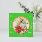 Kerst groene foto wenskaart. feestdagenkaart (Staand voorkant)