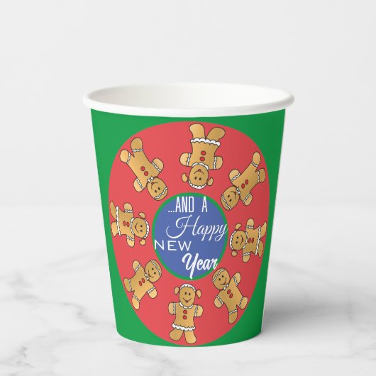 Kerst Groene Gingerbread Koekjes Papieren Bekers (Achterkant)