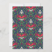 Kerst, Groene Holly Bladeren, Bessen, Rode strik Kaart (Achterkant)