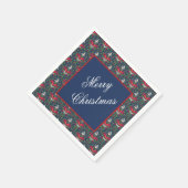 Kerst, groene Holly bladeren, rode bessen, boog Servet (Hoek)