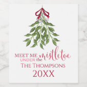 Kerst Groene Mistletoe Custom Eenvoudig Script Wijn Etiket (Enkel label)