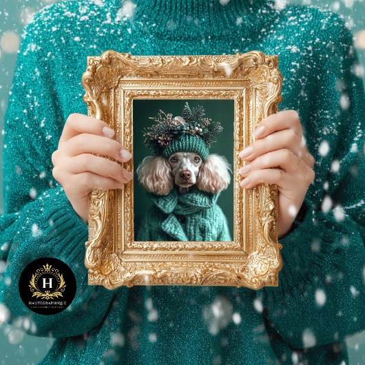 Kerst Groene Poedel Portret Decoupage Tissuepapier