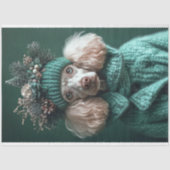 Kerst Groene Poedel Portret Decoupage Tissuepapier (Voorkant)