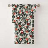 Kerst groene rode bessen bad handdoek (Insitu)