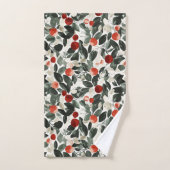Kerst groene rode bessen bad handdoek (Handdoek)