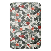 Kerst groene rode bessen badmat (Voorkant Verticaal)