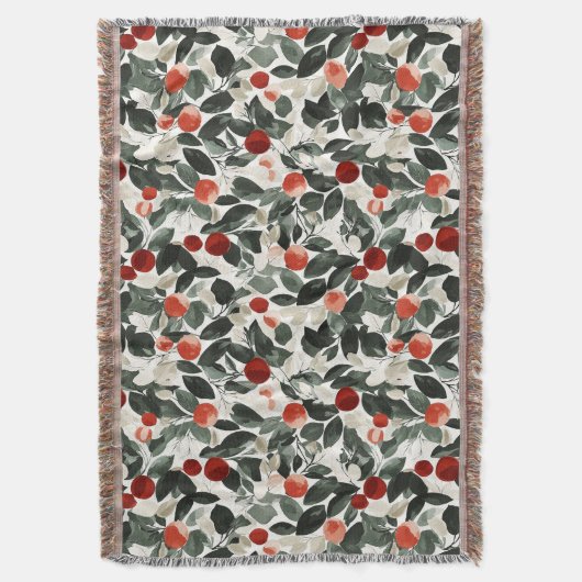 Kerst groene rode bessen deken (Voorkant Verticaal)