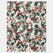 Kerst groene rode bessen fleece deken (Voorkant)