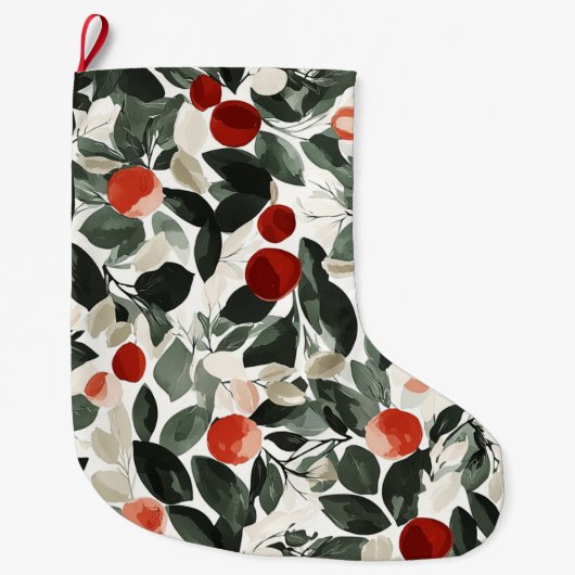 Kerst groene rode bessen grote kerstsok (Voorkant)