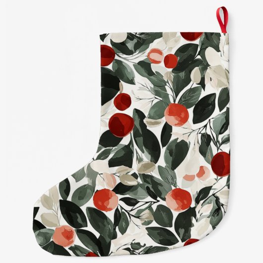 Kerst groene rode bessen grote kerstsok (Achterkant)