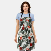 Kerst groene rode bessen schort (Gedragen)