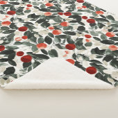 Kerst groene rode bessen sherpa deken (3/4)