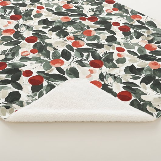 Kerst groene rode bessen sherpa deken (3/4)