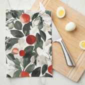 Kerst groene rode bessen theedoek (Quarter Fold)