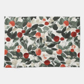 Kerst groene rode bessen theedoek (Horizontaal)