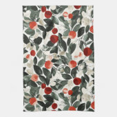 Kerst groene rode bessen theedoek (Verticaal)