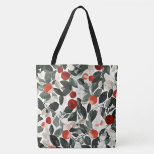 Kerst groene rode bessen tote bag