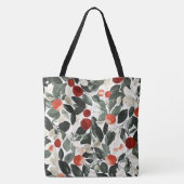 Kerst groene rode bessen tote bag (Achterkant)