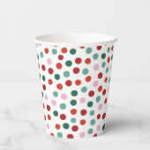 Kerst Groene Rode Polka Dots Patroon Papier Cups Papieren Bekers (Achterkant)